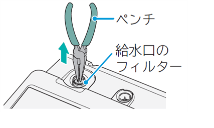 ごみを、歯ブラシなどで取り除く
