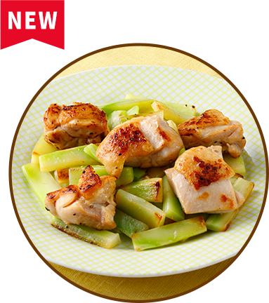 ブロッコリーの芯と鶏肉の炒めもの