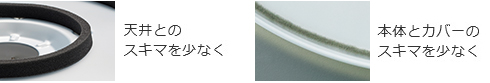 天井とのスキマを少なく 本体とカバーのスキマを少なく