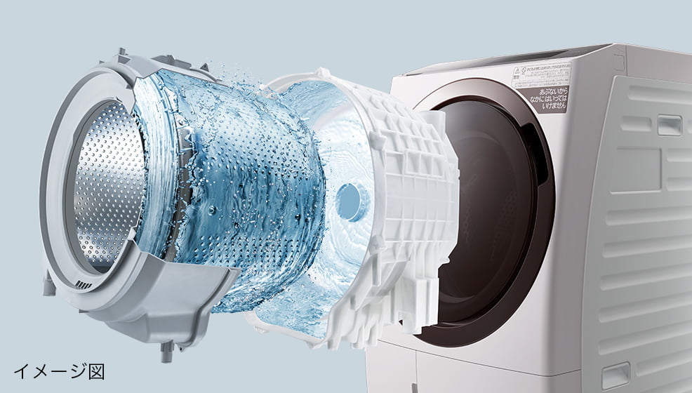 洗濯槽の見えない部分も自動おそうじ