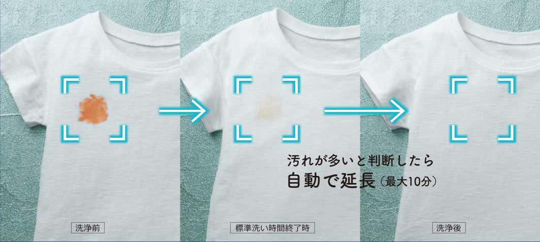 洗浄前 標準洗い時間終了時 洗浄後