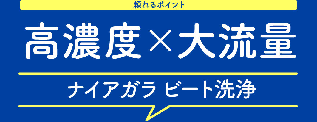 頼れるポイント 高濃度×大流量 ナイアガラ ビート洗浄