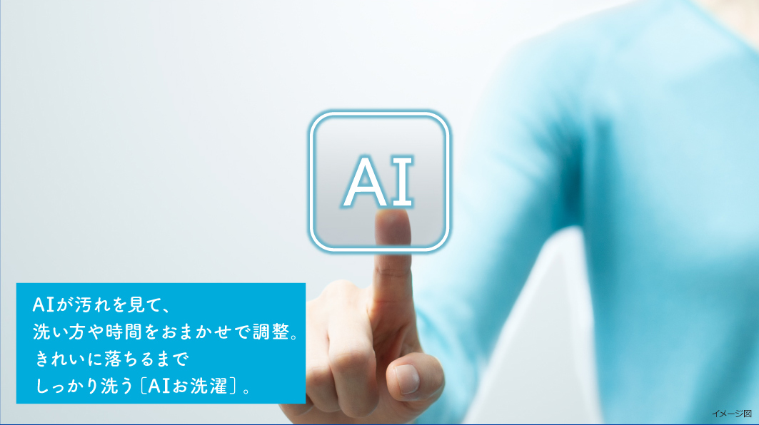 AIが汚れを見て、洗い方や時間をおまかせで調整。きれいに落ちるまでしっかり洗う［AIお洗濯］。
