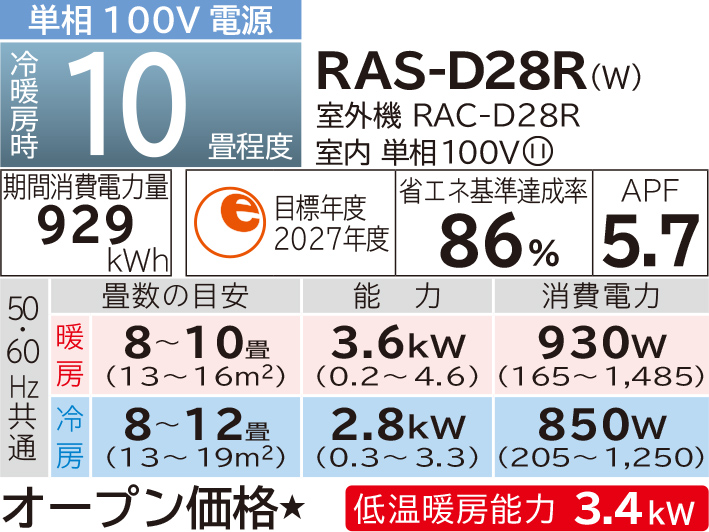 ☆日立 HITACHI RAS-D25E 白くまくん 冷暖房ルームエアコン◇ecoこれっきり運転 ストア