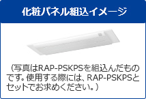 化粧パネル組込イメージ （写真はRAP-PSM を組込んだものです。使用する際には、RAP-PSMとセットでお求めください。）