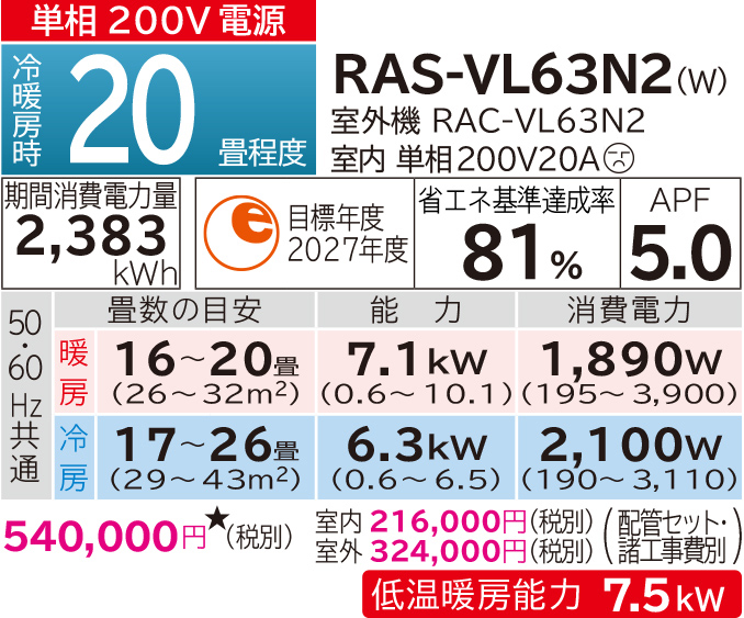 日立(HITACHI) 【配送のみ/設置工事なし】RAS-YX22N-W(スターホワイト) YXシリーズ 6畳 電源100V エアコン