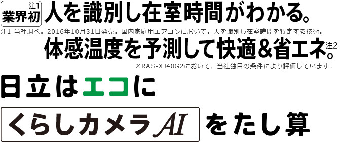 特長：［くらしカメラ AI ］： 住宅設備用エアコン ： 日立グローバルライフソリューションズ株式会社