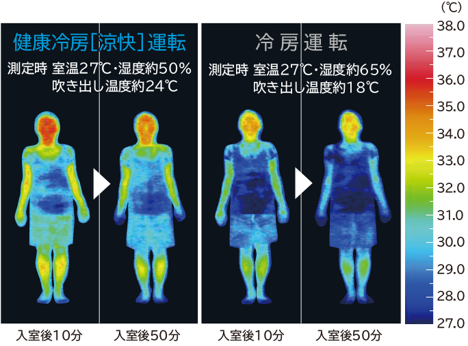 皮膚温度の変化（当社比）