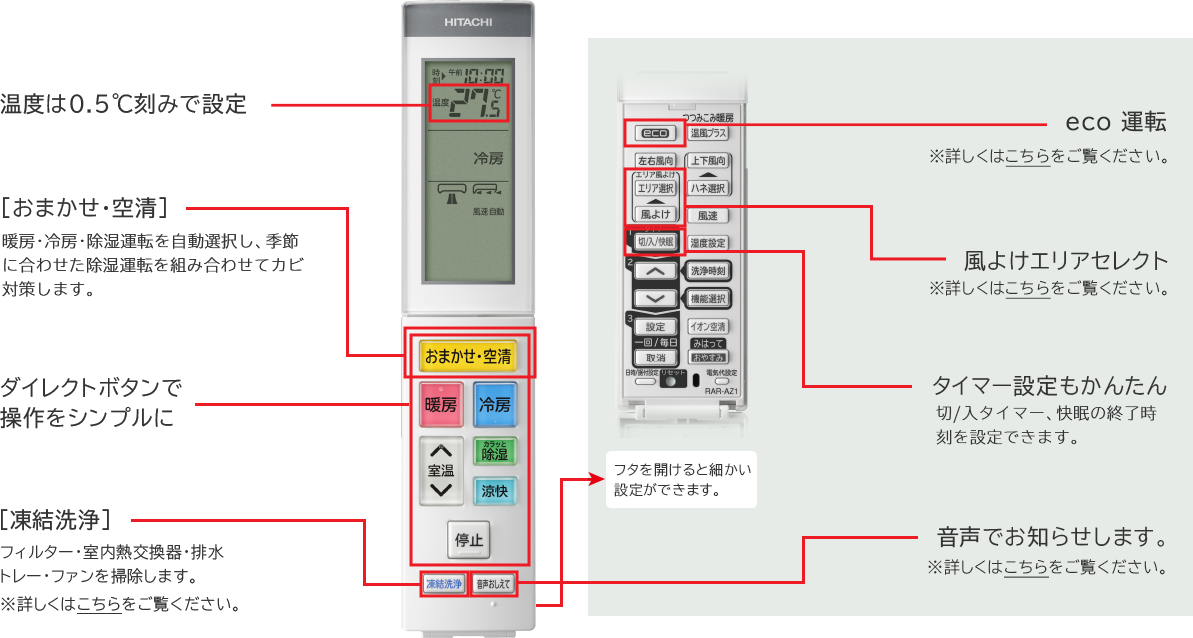 特長：リモコン・便利な機能 ： 住宅設備用エアコン ： 日立グローバルライフソリューションズ株式会社