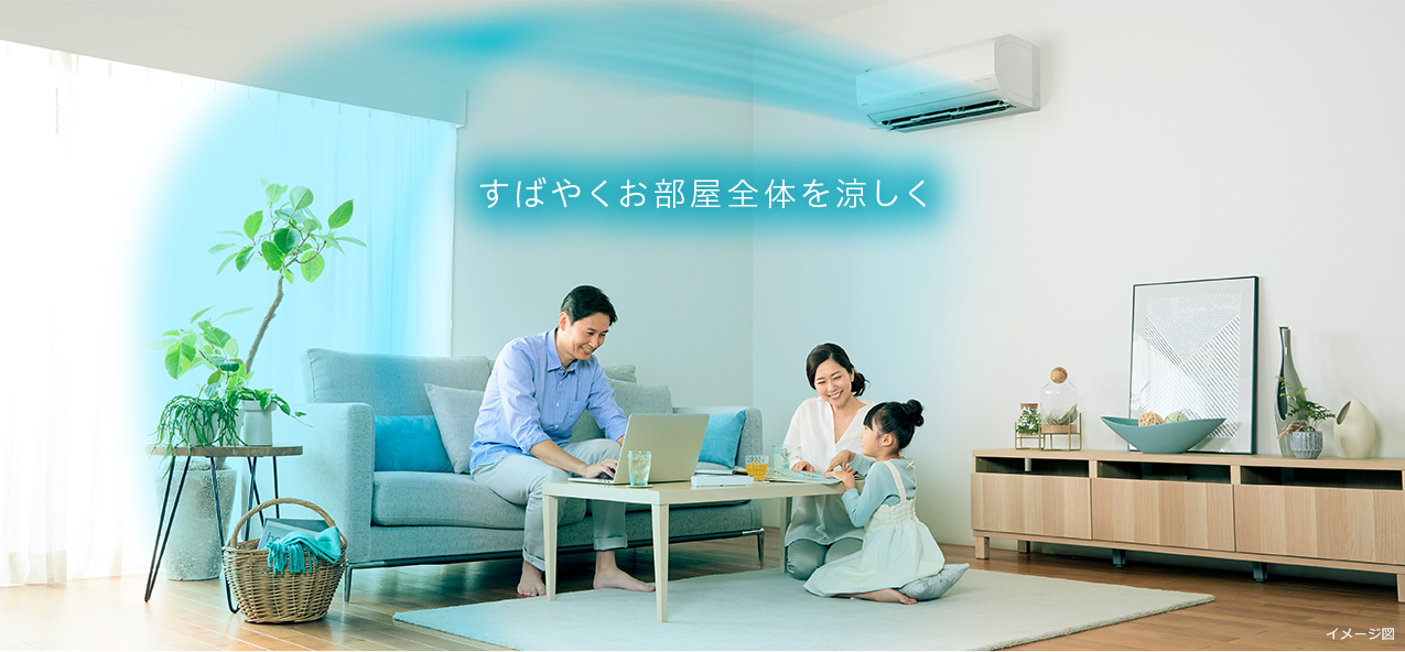 すばやくお部屋全体を涼しく