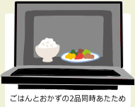 ごはんとおかずの2品同時あたため