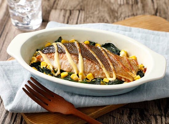 鮭とほうれん草のマヨネーズグラタン