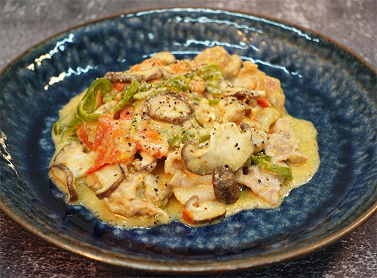 レンジで＊トマトと豚肉の味噌チーズ蒸し