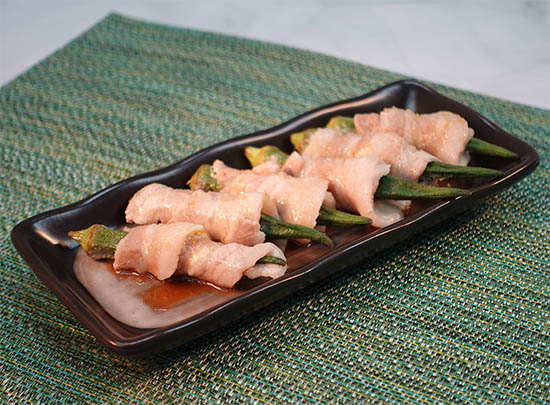 おくらチーズの肉巻き＊わさポンで食べてね