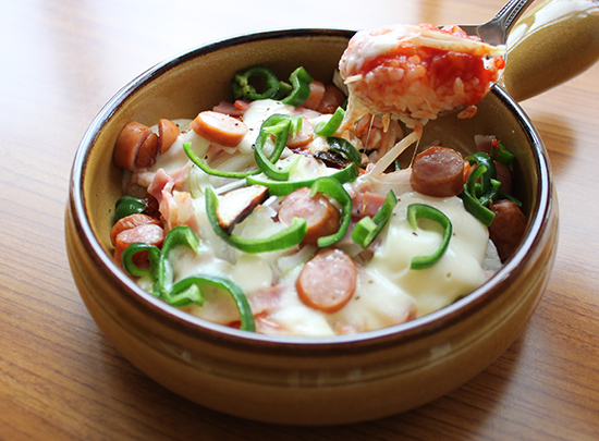 のび〜るモッツァレラチーズのピザ風ライスボウル