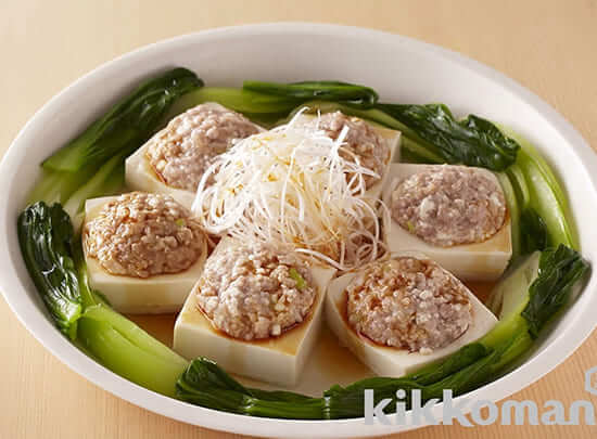 肉だんごのせ豆腐のレンジ蒸し