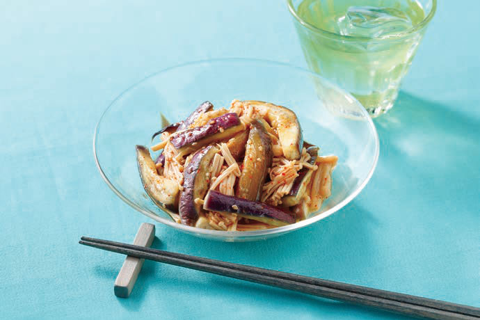 レンジで簡単!エノキとナスの中華風サラダ