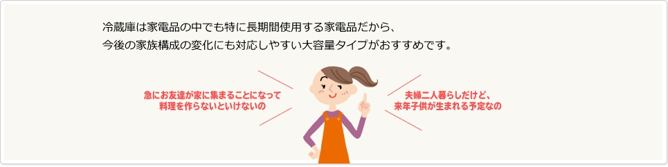 大容量冷蔵庫をおすすめします！