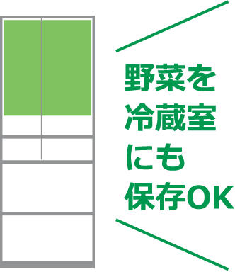野菜を冷蔵室にも保存OK