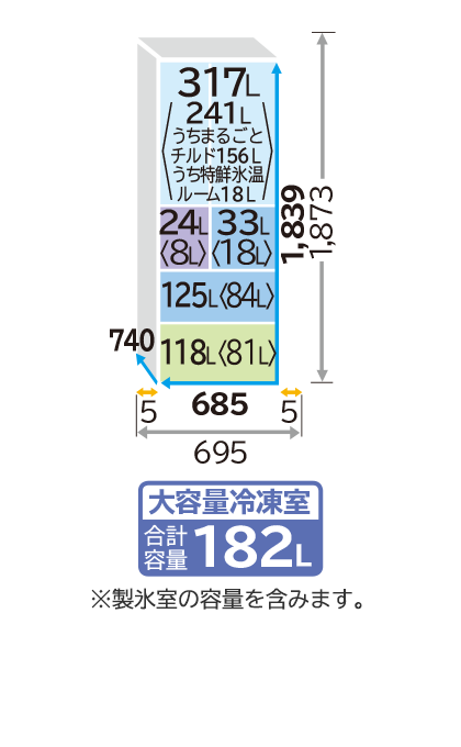 Tủ lạnh Hitachi R-HWC62T Nhật Bản 6 cánh mặt thép 1