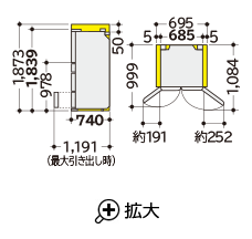 仕様：HWCタイプ R-HWC62X ： 冷蔵庫 ： 日立の家電品