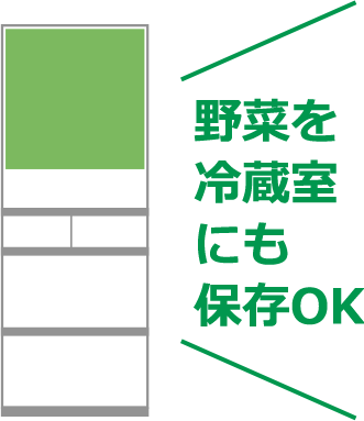 野菜を冷蔵室にも保存OK