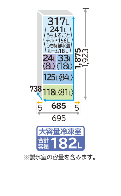 仕様：HXCCタイプ R-HXCC62S ： 冷蔵庫 ： 日立の家電品