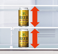 缶ビールも立てたまま