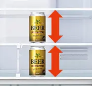 缶ビールも立てたまま