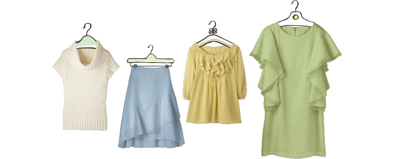 セーターやスカート、ワンピースなどに