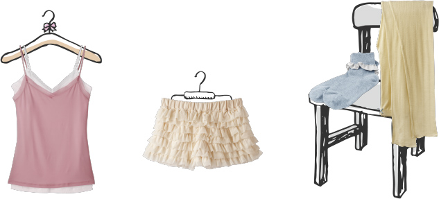 キャミソールなどに