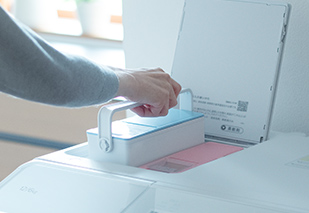 ハンドル付きで取り出しやすい