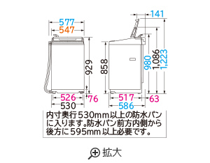 仕様：全自動洗濯機 ビートウォッシュ BW-G70M ： 洗濯機・衣類乾燥機