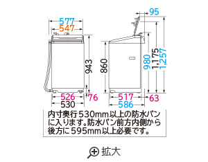 仕様：全自動洗濯機 ビートウォッシュ BW-V70M ： 洗濯機・衣類乾燥機