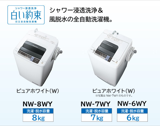 全自動洗濯機 NW-8WY、NW-7WY、NW-6WY ： 洗濯機・衣類乾燥機 ： 日立 